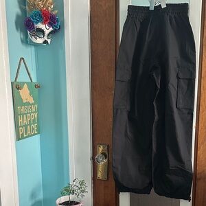 GU Black Cargo Track Pants with Adjustable Ankle